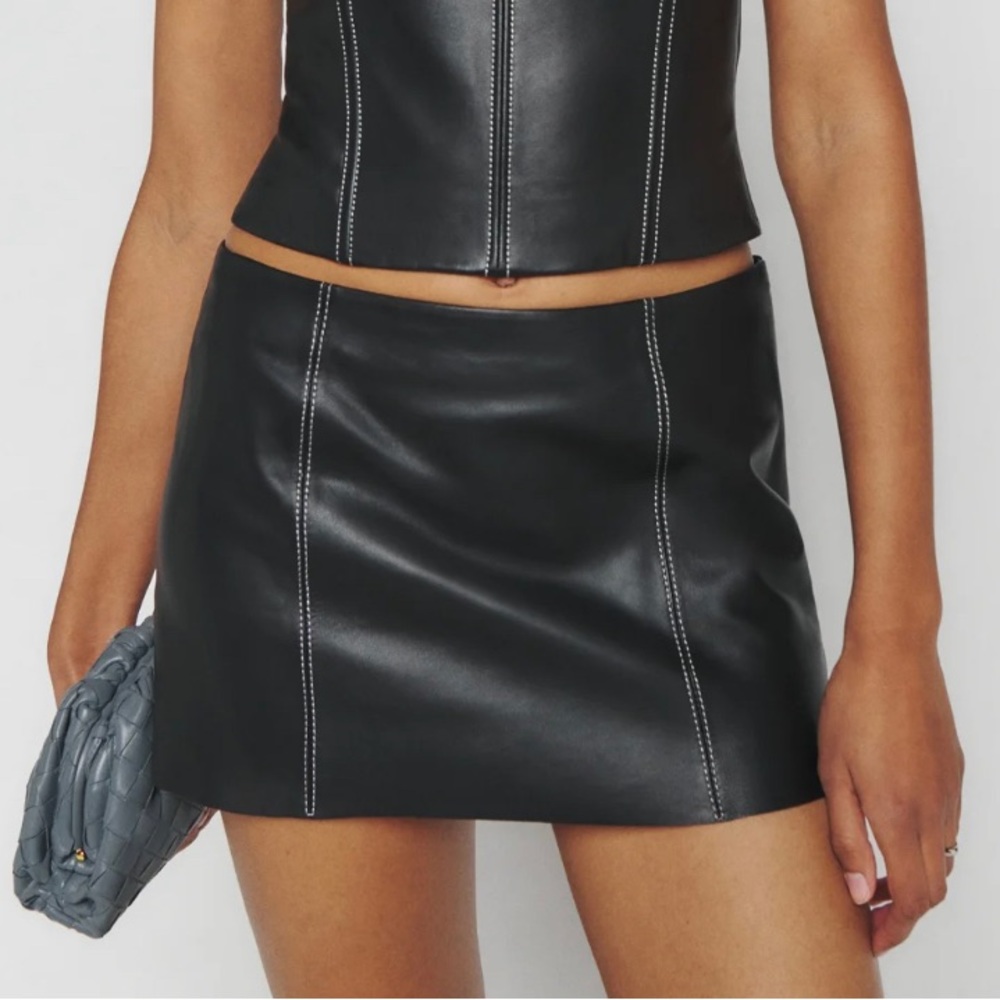 Reformation Veda Veranda Leather Miniskirt